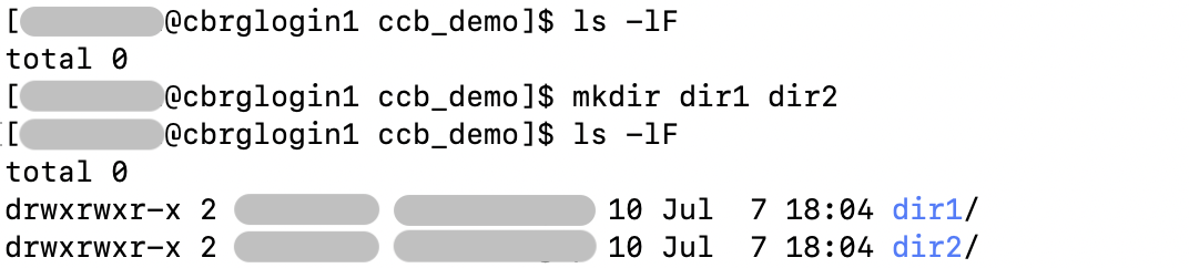 Creating directories using the &lsquo;mkdir&rsquo; command.