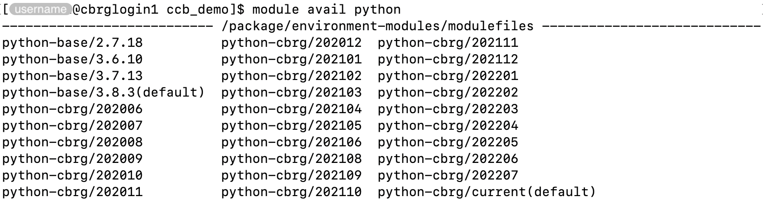 List module names with the prefix &lsquo;python&rsquo;.