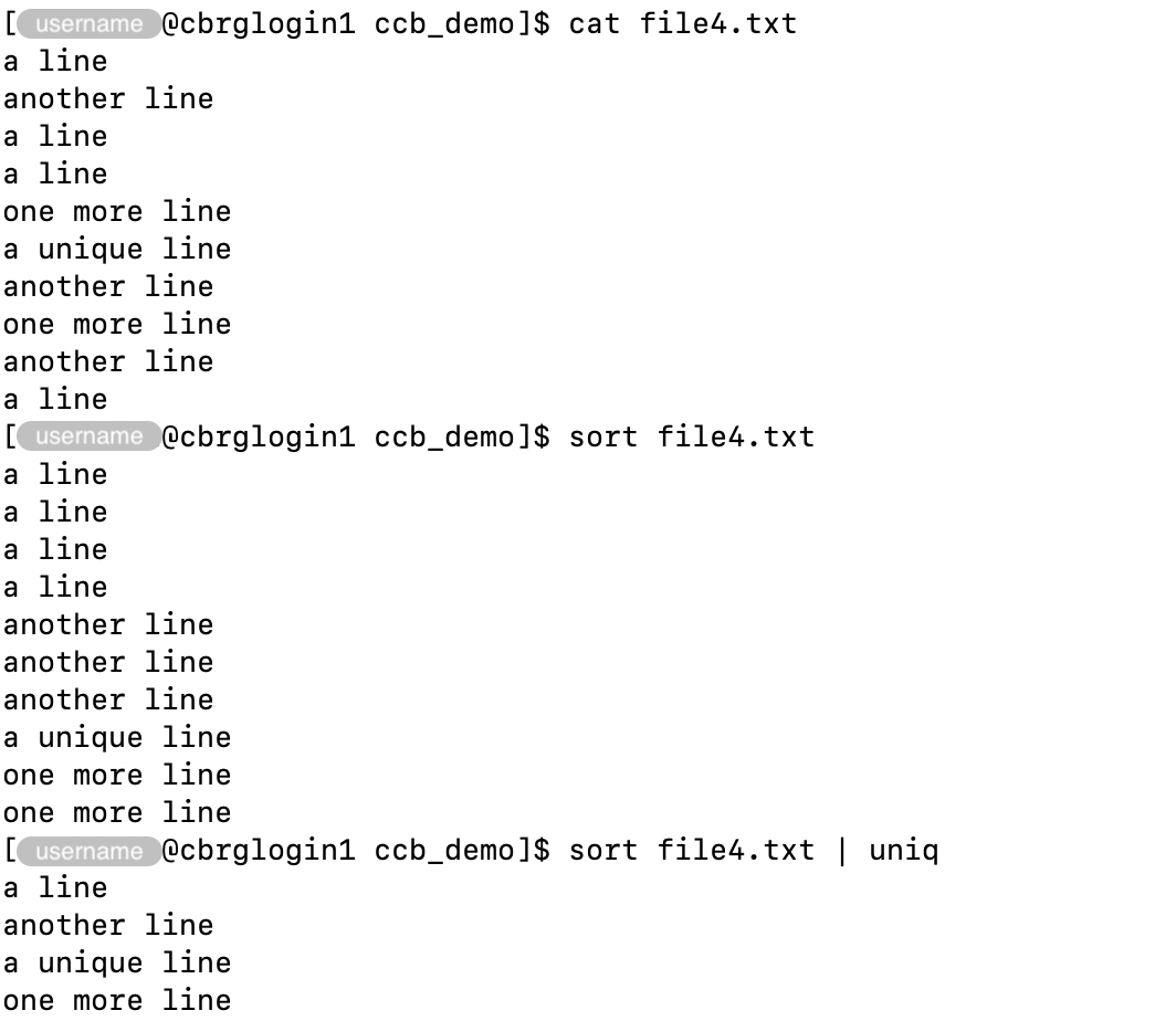Report one occurence of each distinct line in a file.