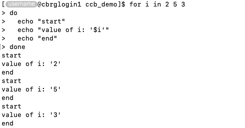 Iterate over a set of inputs.