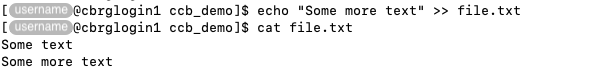 Appending the standard output of a command to a file.